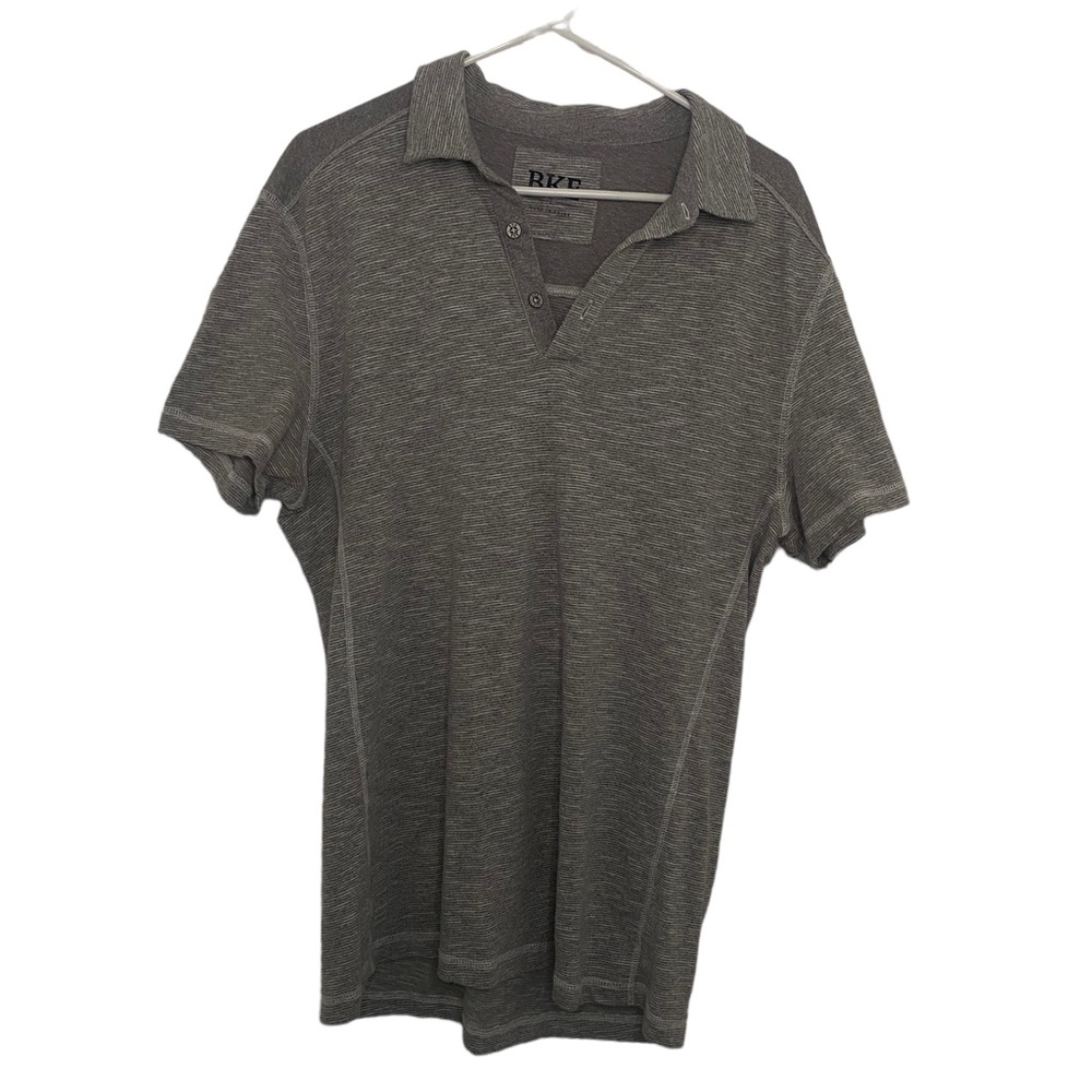 Buckle Short Sleeve Polo Shirt Gray Men's Size L Measurements In Description